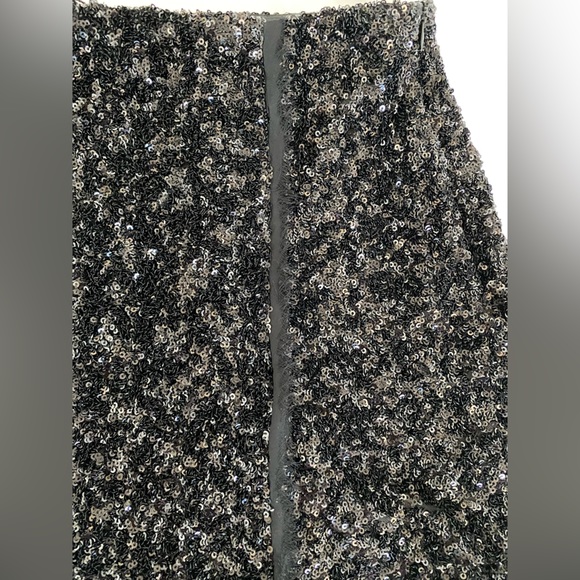 Zara Black Sequin Mini party Skirt mid waist Slit hem ZW Collection size S NWT - Picture 15 of 16